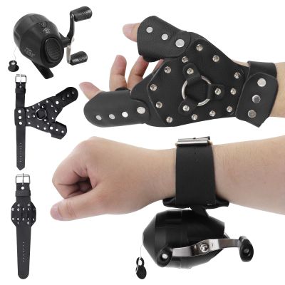 ZHUOCE Fishing Reel Kit with Wristband and Hand Guard for Slingshot Fishing Darts Reel Leather Wrist Wrap for Shooting
