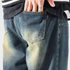 Men's Washed Loose Denim Pants Streetwear Hip Hop Straight Jeans Classic Wide Leg Men Denim Trousers (Blue 3,Medium) view 4