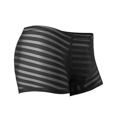 JEKE-DG Men's Ice Silk Stripes Boxer Briefs Low Rise Seamless Trunk Underwear See Through Thin Bulge Pouch Boxers (3X-Large,Black 10-1pc)