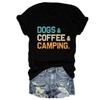 Dogs Coffee Camping Shirt, Camping Birthday Gift Tees, Dog Lover T Shirt for Women Adventure Vacation Summer Tops view 1