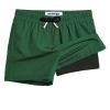 maamgic Boys Swim Trunks with Compression Liner Toddler Stretch Swim Shorts Quick Dry Swimming Trunks Boxer Brief 2 in 1 Beach Shorts Dark Green 8 view 1