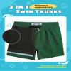 maamgic Boys Swim Trunks with Compression Liner Toddler Stretch Swim Shorts Quick Dry Swimming Trunks Boxer Brief 2 in 1 Beach Shorts Dark Green 8 view 3
