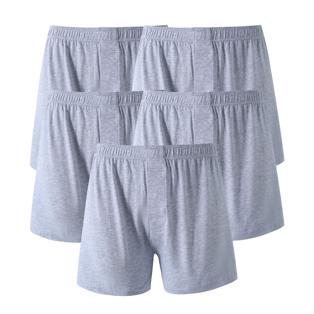 JEKE-DG Men High Waist Loose Boxers Relaxed Fit Stretch Boxer Brief Soft Lounge Underwear With Button Fly (X-Large,Grey-5pc)