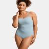 SYROKAN Women's One Piece Swimsuit Athletic Competitive Racerback Sport Swimwear Training Bathing Suit Light Grayish Blue 32 view 3