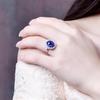 NineFit Basics Luxurious Adjustable Blue Gem Engagement Ring - 18K Gold Diamond-encrusted Colored Anniversary Ring, Crystal Marriage Proposal Ring for Women, Silver view 3