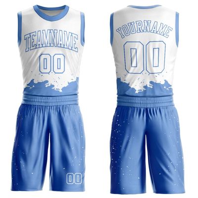 Custom Lake Blue White Basketball Jersey Shorts Polyester Personalized Basketball Practice Shirt Printed Name Number Logo for Men Women Youth Kids