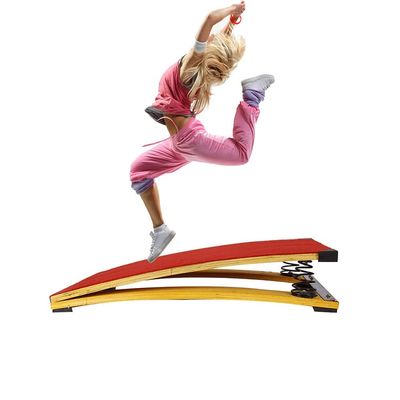 Solid Hardwood Gymnastic Springboard, 2 Steel Springs with Non-Slip Carpet, Assistance,Family Playroom, Practice Obstacle Courses, 80x50cm