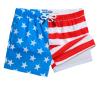 maamgic Boys Swim Trunks with Compression Liner Toddler Stretch Swim Shorts Quick Dry Swimming Trunks Boxer Brief 2 in 1 Beach Shorts American Flag 3T view 1