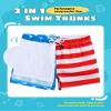 maamgic Boys Swim Trunks with Compression Liner Toddler Stretch Swim Shorts Quick Dry Swimming Trunks Boxer Brief 2 in 1 Beach Shorts American Flag 3T view 2