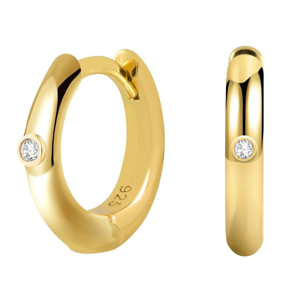 14K Gold Plated Sterling Silver Enamel Color Huggie Hoop Earrings for Women  Wide Range of Vibrant Color Options Available
