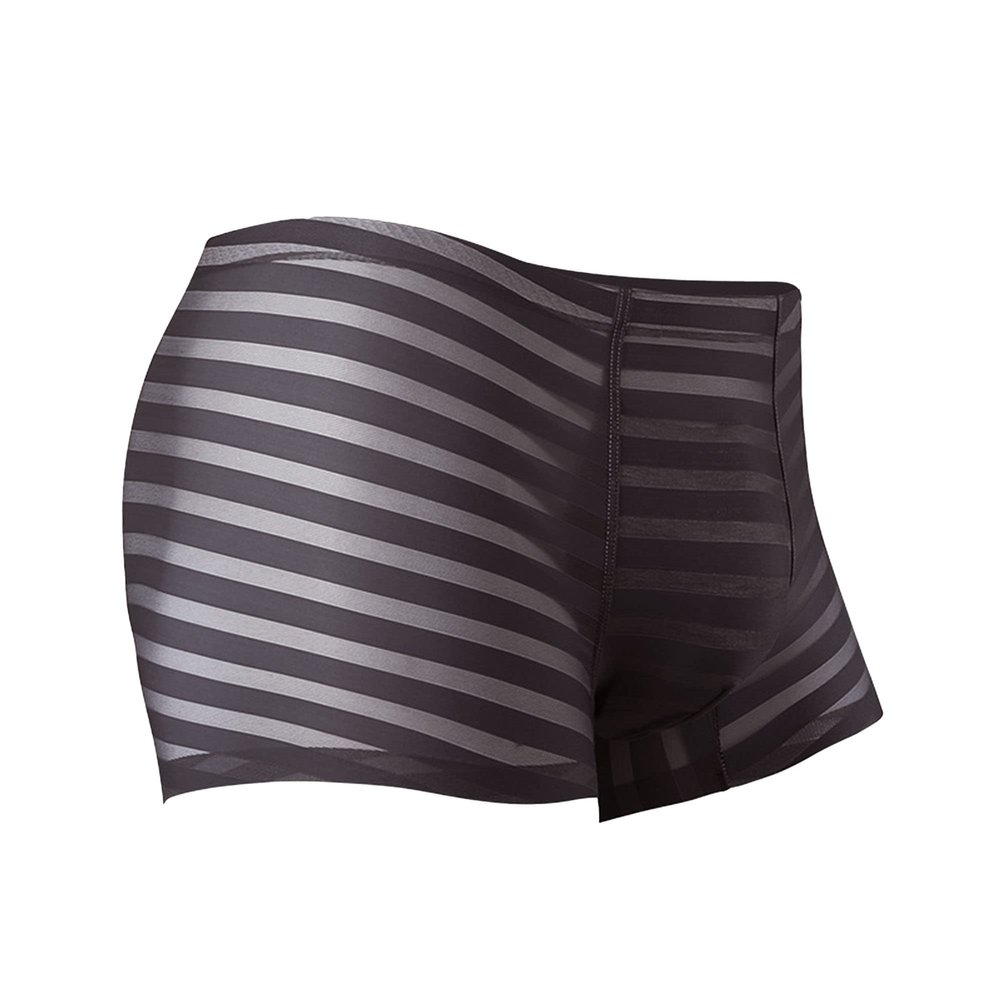 JEKE-DG Men's Ice Silk Stripes Boxer Briefs Low Rise Seamless Trunk Underwear See Through Thin Bulge Pouch Boxers (XX-Large,Gray 10-1pc)
