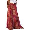 FQFGGYD Women's Boho Midi Skirt Print Summer Beach Maxi Skirts A-line Swing Dress High Waist Flare Flowy Skirt Red view 1