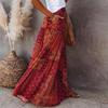 FQFGGYD Women's Boho Midi Skirt Print Summer Beach Maxi Skirts A-line Swing Dress High Waist Flare Flowy Skirt Red view 2