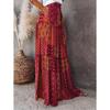 FQFGGYD Women's Boho Midi Skirt Print Summer Beach Maxi Skirts A-line Swing Dress High Waist Flare Flowy Skirt Red view 4