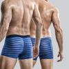 JEKE-DG Men's Ice Silk Stripes Boxer Briefs Low Rise Seamless Trunk Underwear See Through Thin Bulge Pouch Boxers (Large,Blue-1pc) view 2