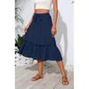 Witsmile Summer Skirts for Women 2026 Elastic Waist Floral Printed Midi Skirt with Pockets(Navy Blue,XL) view 3