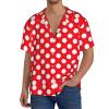 Cute Polka Dot Men's Cotton Shirt Men's Short-Sleeved Shirt Button Casual Shirt Loose Top Holiday view 3
