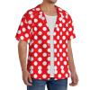 Cute Polka Dot Men's Cotton Shirt Men's Short-Sleeved Shirt Button Casual Shirt Loose Top Holiday view 4