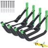 DEDU Kayak Storage Rack, Kayak Wall Mount Hangers 4 Pack, Paddle Board Holder Wall Mount Kayak Storage Hooks 15 Inch with Lashing Straps for Hanging Canoe Surfboard Snowboard Ladders Bikes (Green)