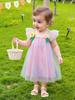 AGQT Baby Girls Tulle Tutu Dress Sleeveless Infant Tutu Dresses Birthday Party Holiday Wedding Layered Lace Mini Layers Dress with Cartoon Flower Streamer-Pink Size 6-12 Months view 4