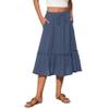 Witsmile Womens Skirts - High Waisted Tiered Skirts for Women Knee Length with Pockets Beach Cover-ups(Grayish Blue,S) view 1