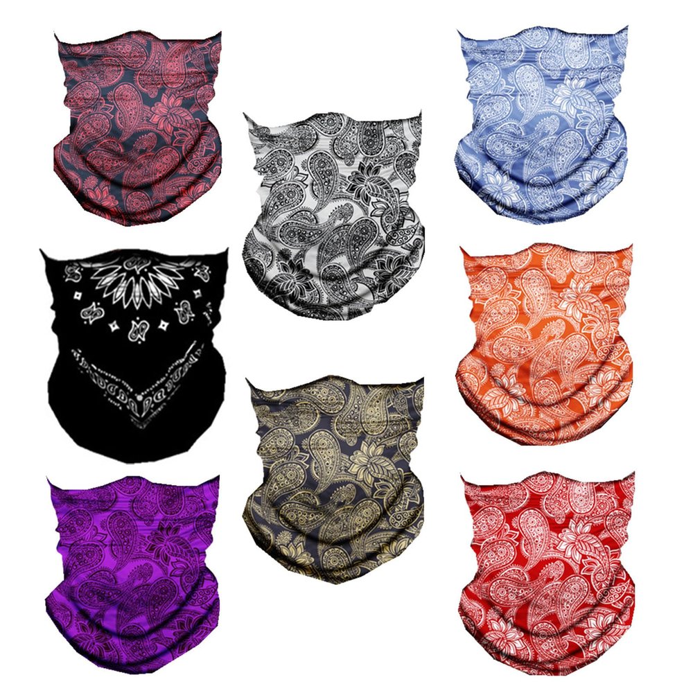 WYSUMMER 8PCS Scarves Bandanas Face Tube Black Headband, Motorcycle Multi Function Headwear Hat Scarf Neck Warmer Balaclava