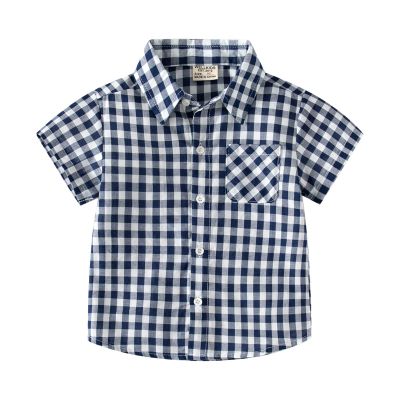 NineFit Basics Boys' Casual Short Sleeve Button Down Shirts Cotton Plaid Baby-Boys Short Sleeve Button Up Plaid Shirt (Blue, 2-3 Years)