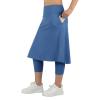 ANIVIVO Women Long Knee Length Skirt with Capris Leggings,Skirted Leggings with High Waisted Zipper Pockets(Steel Blue,M) view 1