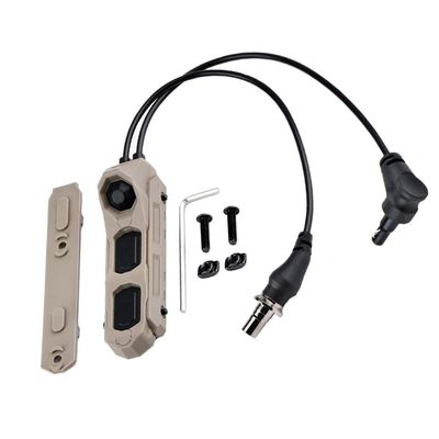 Dual Wire Modular Remote Three Button Activation Pressure Switch, for PEQ15/L3 Etc Laser M300/M600 Series Scout Flashlight, Fit 20mm Rail M&K System, Tan (SF+Crane Plug)