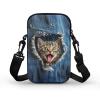 TSOVTHRID Cute Cat Denim Pocket Print Mens Chest Bag, Small Zipper Messenger Bag Wristband Sport Armband Wallet for Gifting, Blue view 2