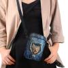 TSOVTHRID Cute Cat Denim Pocket Print Mens Chest Bag, Small Zipper Messenger Bag Wristband Sport Armband Wallet for Gifting, Blue view 3
