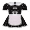 ACSUSS Mens Sissy Servants Maid Dress with Apron Ruffle Lace Patent Leather A-Line Dress Cosplay Costume Black 5X-Large view 1