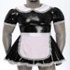 ACSUSS Mens Sissy Servants Maid Dress with Apron Ruffle Lace Patent Leather A-Line Dress Cosplay Costume Black 5X-Large view 2