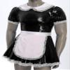 ACSUSS Mens Sissy Servants Maid Dress with Apron Ruffle Lace Patent Leather A-Line Dress Cosplay Costume Black 5X-Large view 3