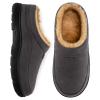 HomeTop Men's Moccasin Slippers Soft Warm Non-slip Memory Foam Indoor House Shoes with Fluffy Lining Gray, 11-12 US view 1