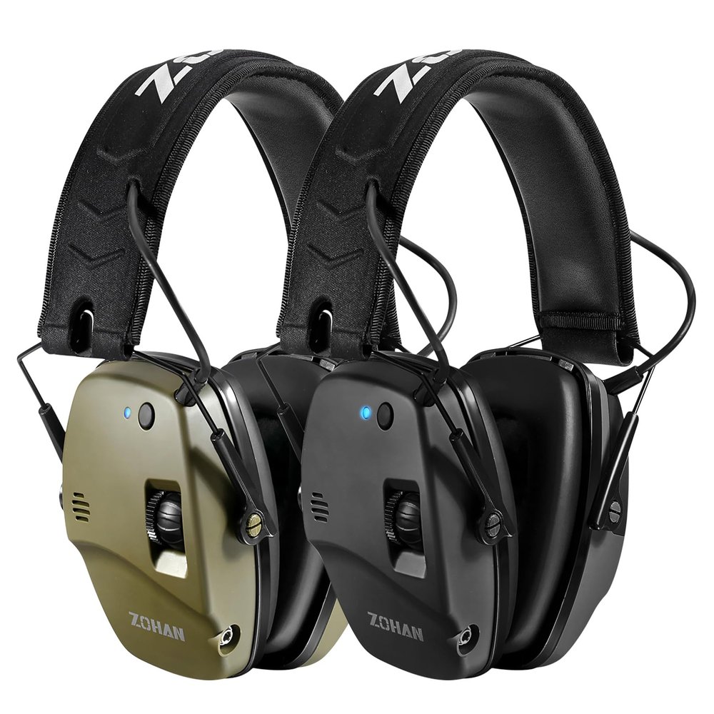 ZOHAN EM035 Bluetooth 5.0 Shooting Ear Protection 2 packs for Gun Range, Slim Active Noise Canceling with 22dB, Hunting Hearing Protection with Sound Amplification