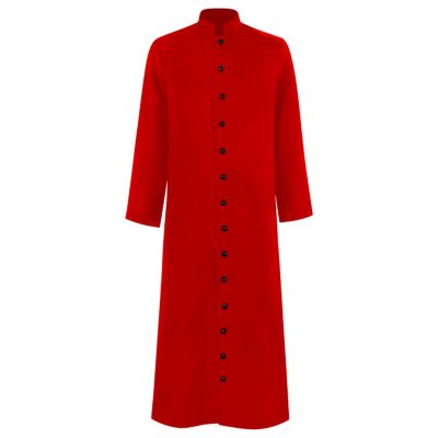 guanee Men's Clergy Robes Cassock Robe Church Priest Costume Standing Collar Liturgical Vestments(Medium,Red)