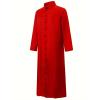 guanee Men's Clergy Robes Cassock Robe Church Priest Costume Standing Collar Liturgical Vestments(Medium,Red) view 3