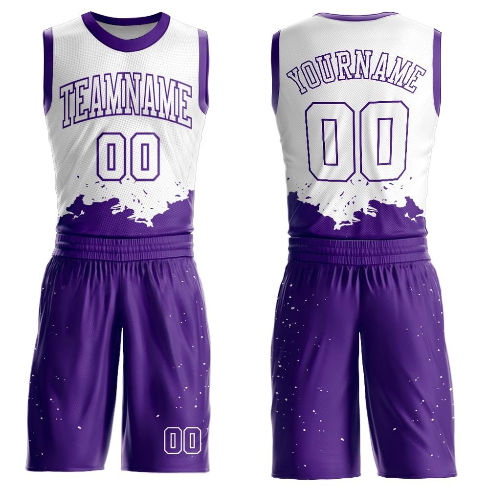 Custom Men Basketball Jersey Purple White Personalized Basketball Sports Shirts Uniform Printed Name Number Logo for Adult Youth Kids XXS-6XL