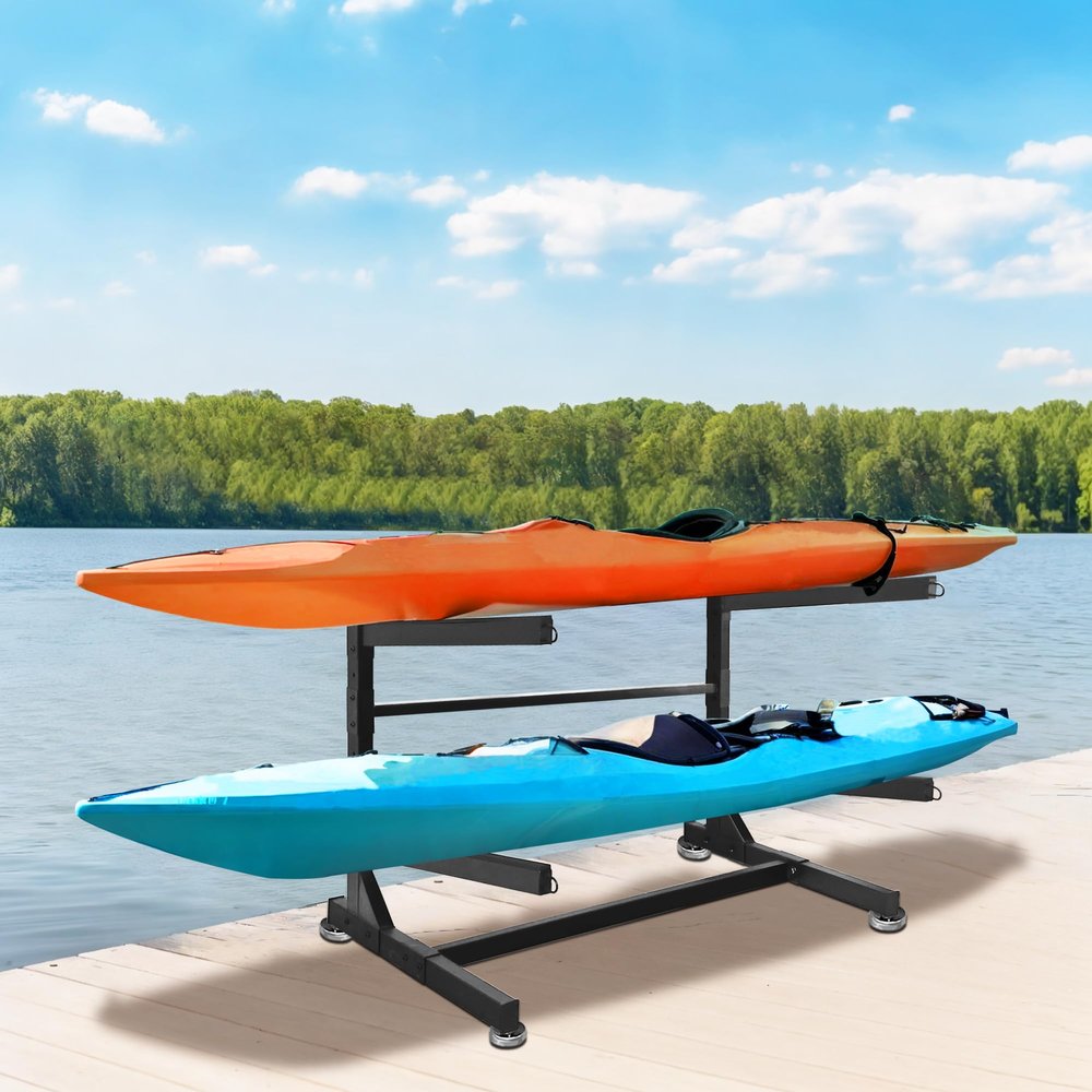 PROLEE Kayak Storage Rack 2-Tier, Kayak Rack Heavy Duty, Storage Rack for Standup Paddleboard, Surfboard, Kayak, Freestanding 2 Tier