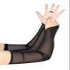 zeasciosd Women's Long Fingerless Sheer Gloves Tulle Mesh Gloves for Wedding Bridal Opera Party Halloween Costume Black view 2