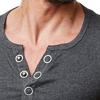 Men's Casual Henley Shirts Classic Button Cotton Short Sleeve T-Shirt Basic Workout Lightweight Golf Tees Tops Dark Grey view 3