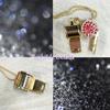 UGpine Red Crystal Rhinestone Whistle Necklace, 14K Gold Plated, 30 Inches, Modern Style, Coach & Referee Whistle view 4
