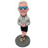 Bobble-Heads Figurine Customized Doll, Man in Grey Hoodies White Hair and Sunglasses Custom Bobble Head, Bobble Head Figures Handmade Personalized Sculpture Gift for Men view 1