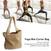YUSHANCHENG Yoga Mat Carrier Tote Bag Canvas Tote Bag with Yoga Mat Carrier Pilates mat Bag Basic Canvas Tote with Mat Carrier Pocket,Portable Storage Canvas Carryall 2 Layer with Zipper (Khaki) view 4