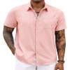 COOFANDY Men's Short Sleeve Button Down Shirt Business Casual Shirt Untucked Button Up Shirts Summer Clothes Pink view 1