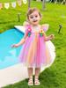 AGQT Baby Girls Tulle Tutu Dress Sleeveless Infant Tutu Dresses Birthday Party Holiday Wedding Layered Lace Mini Layers Dress with Cartoon Flower Haixia-Red Size 6-12 Months view 4