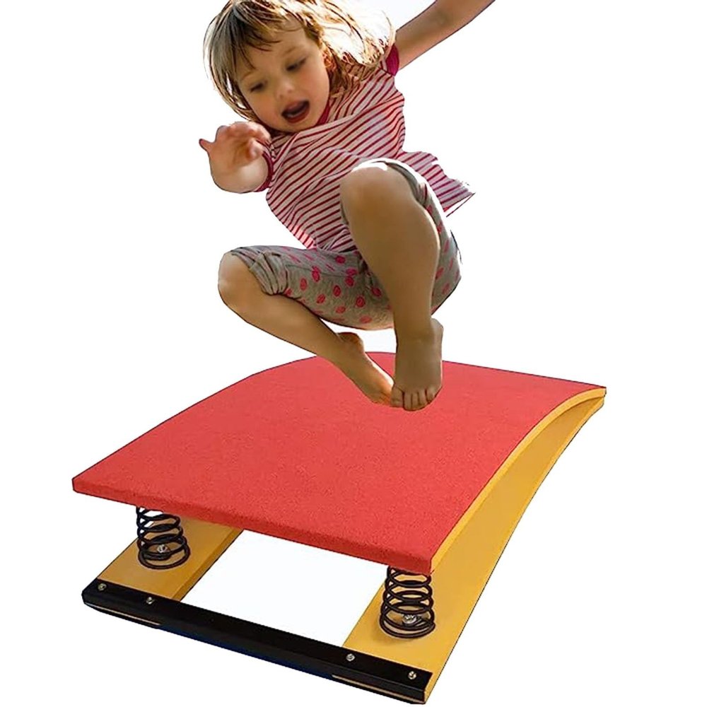 Kids Gymnastics Equipment Springboard, Indoor Floor Vault Springboard with 2 Steel Spring, for School Playroom Sports Club Use