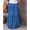 FQFGGYD Women's Boho Midi Skirt Print Summer Beach Maxi Skirts A-line Swing Dress High Waist Flare Flowy Skirt Blue view 3
