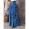 FQFGGYD Women's Boho Midi Skirt Print Summer Beach Maxi Skirts A-line Swing Dress High Waist Flare Flowy Skirt Blue view 4